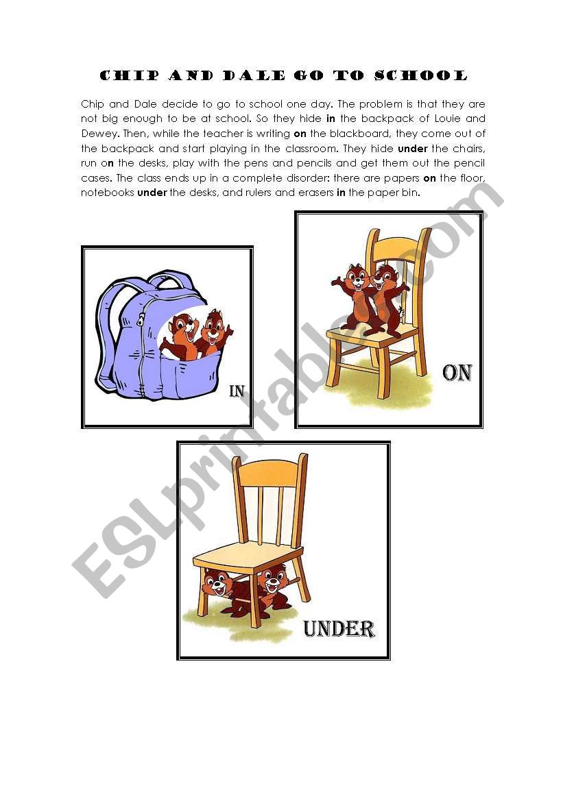 Chip and Dale go to school worksheet