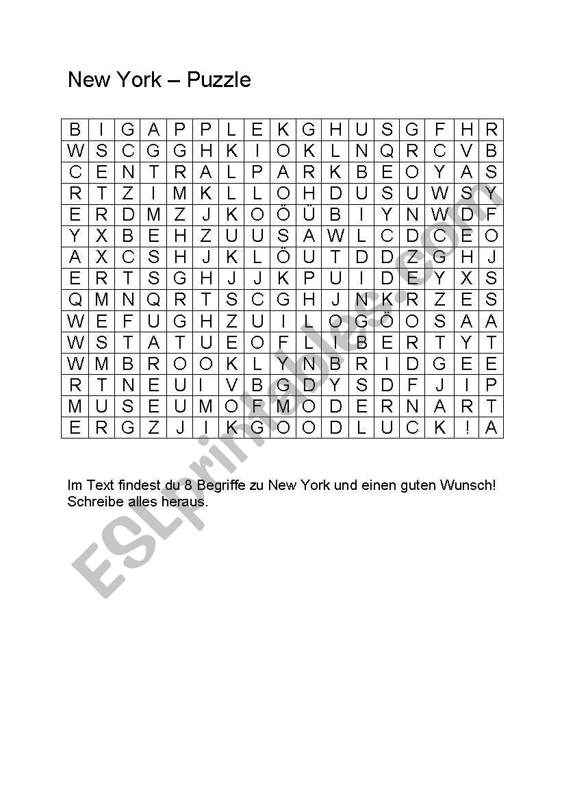 New York Puzzle worksheet