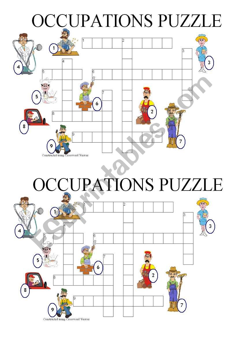 OCCUPATIONS PUZZLE worksheet