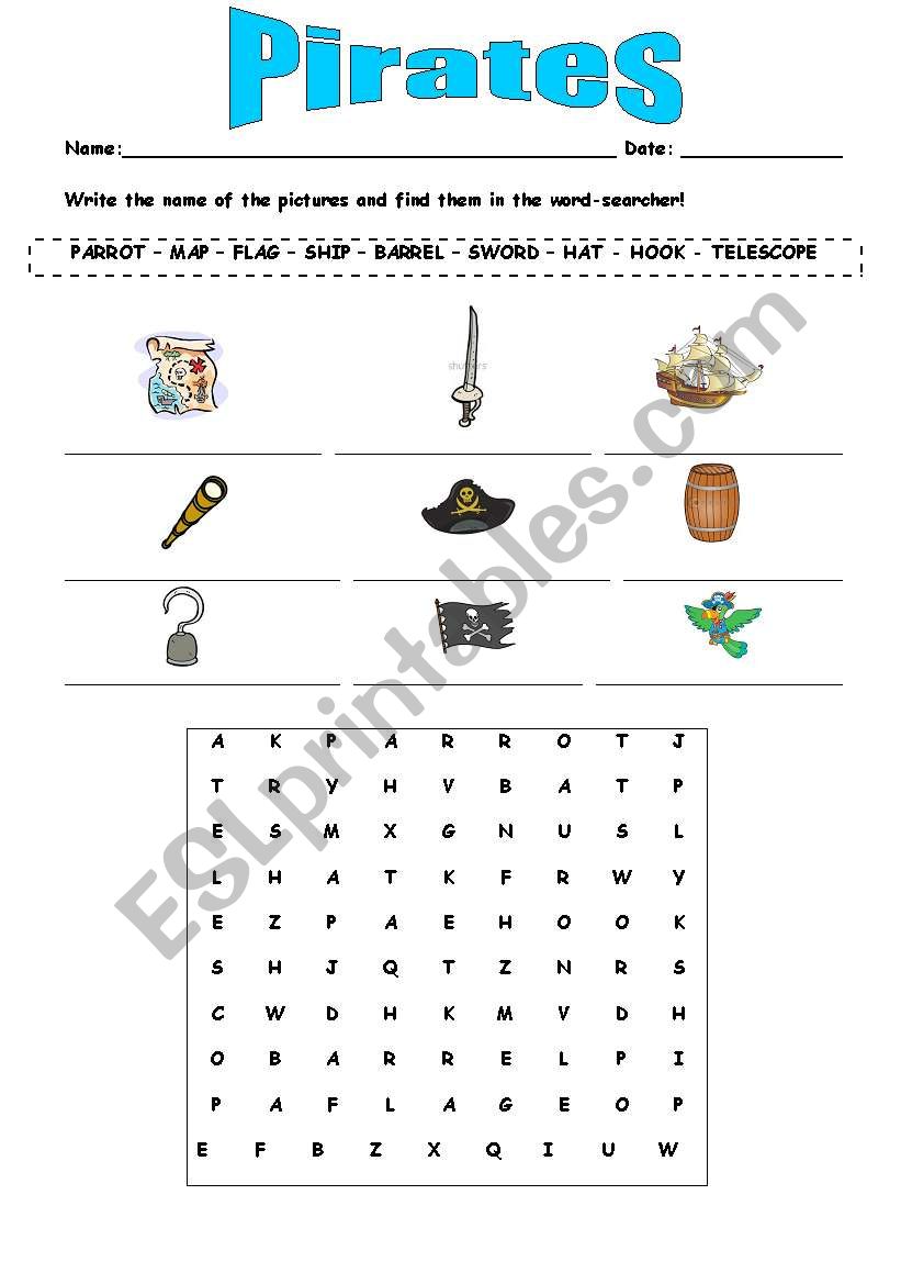 Pirates worksheet