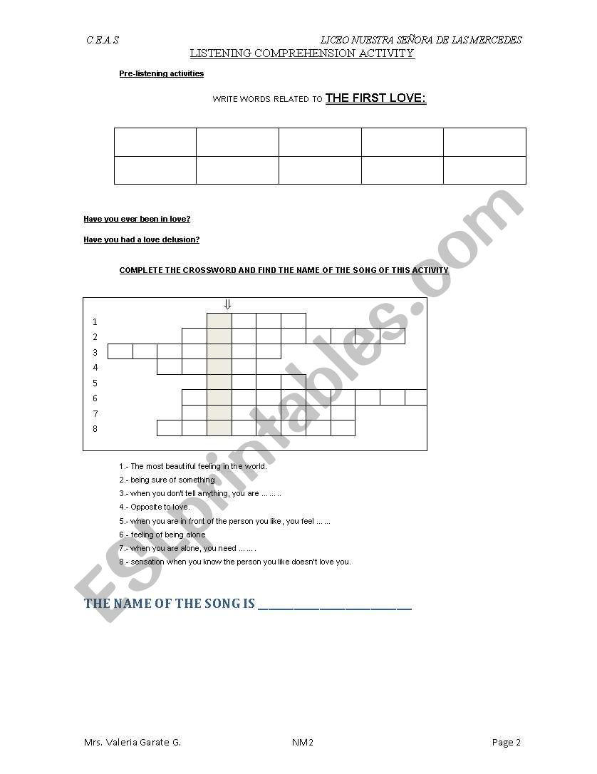 Love fool worksheet