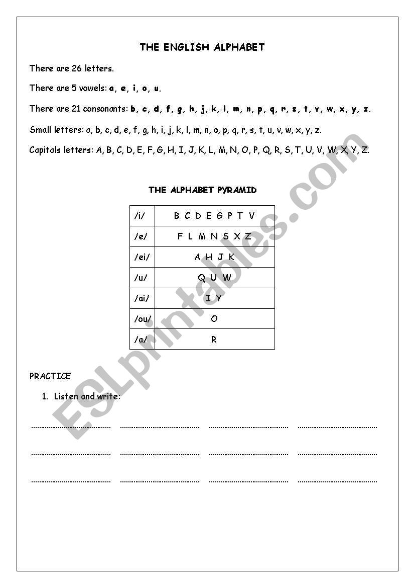 The English Alphabet worksheet