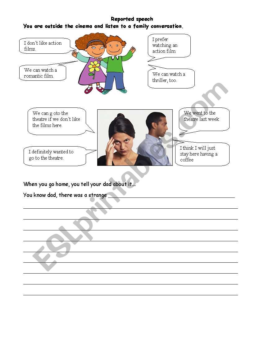 Reported speech worksheet