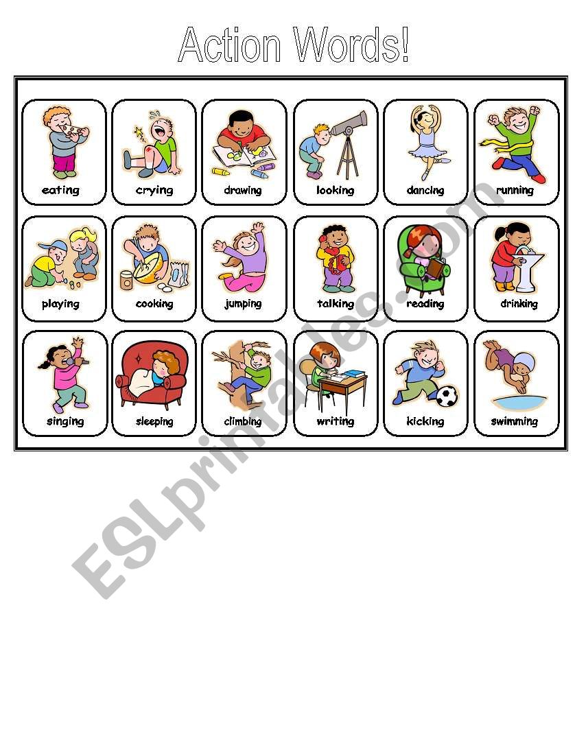 Action verbs worksheet