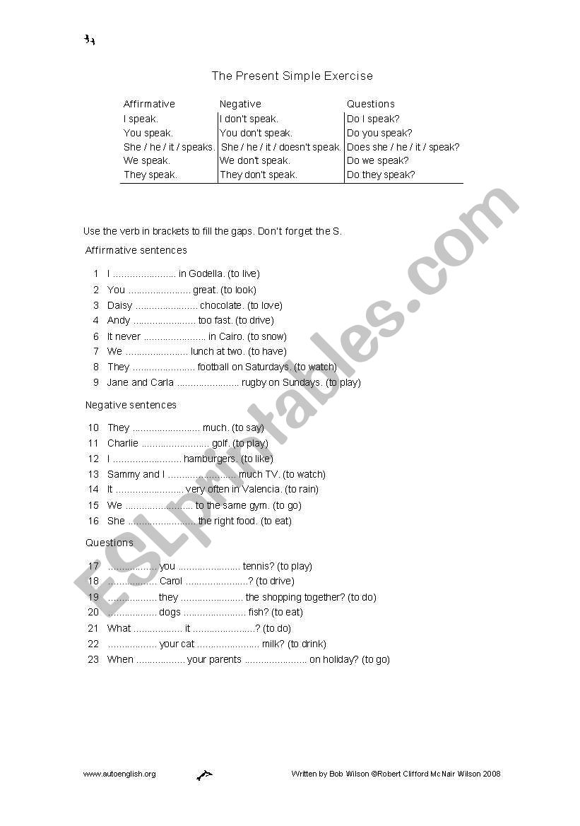 Present Simple worksheet