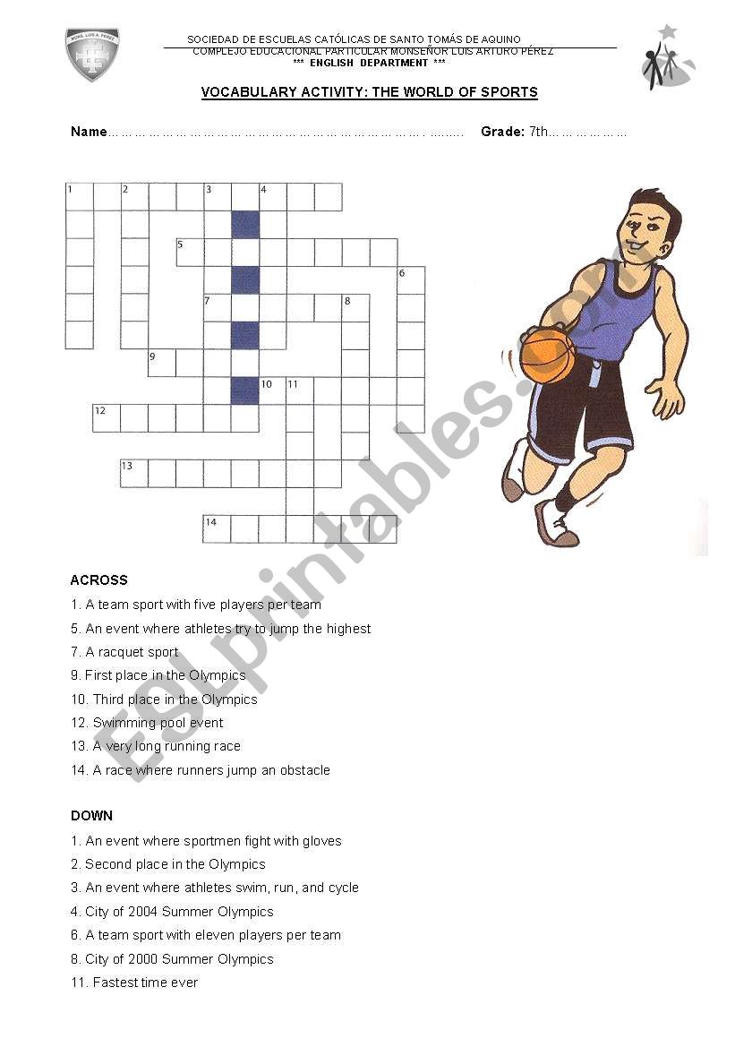 Olympics Crossword worksheet