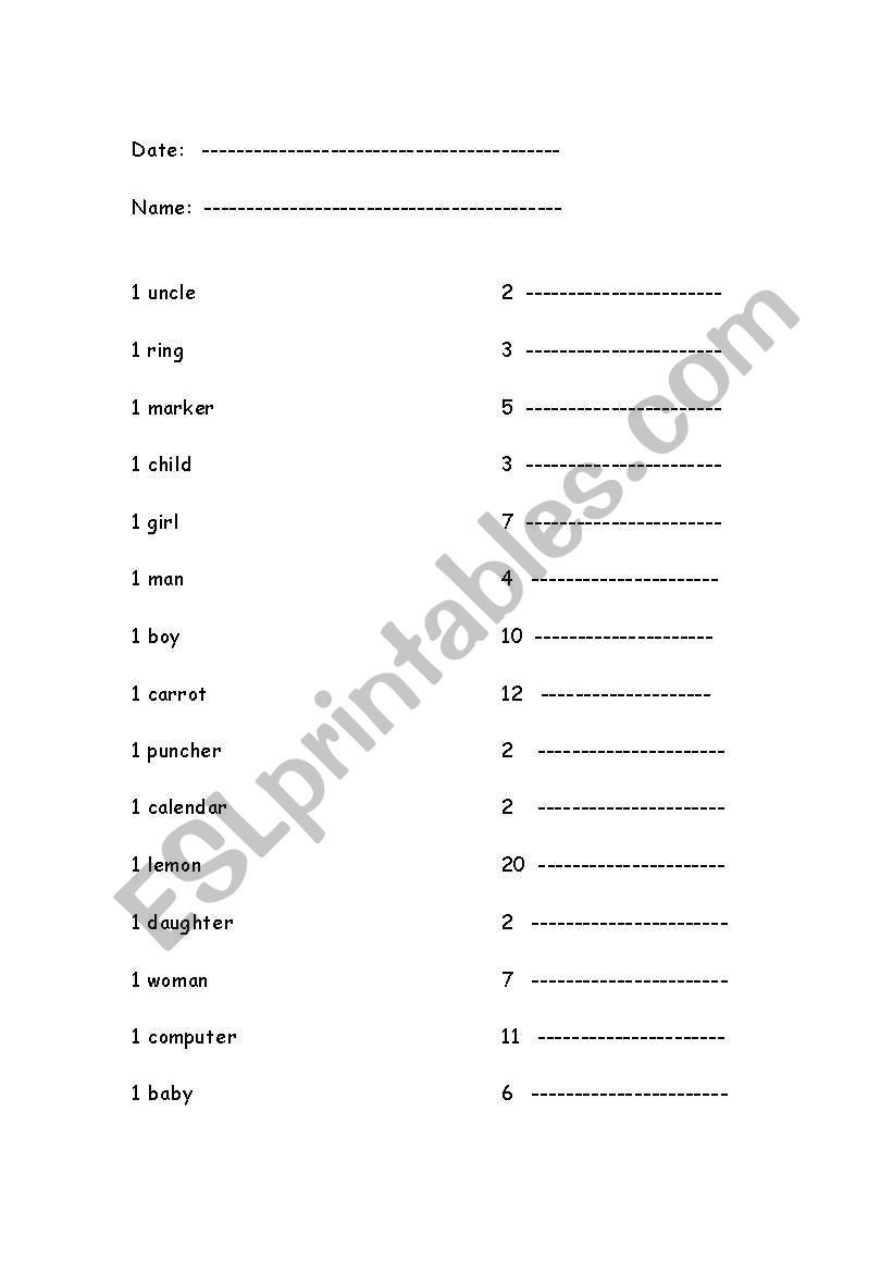 Nouns worksheet