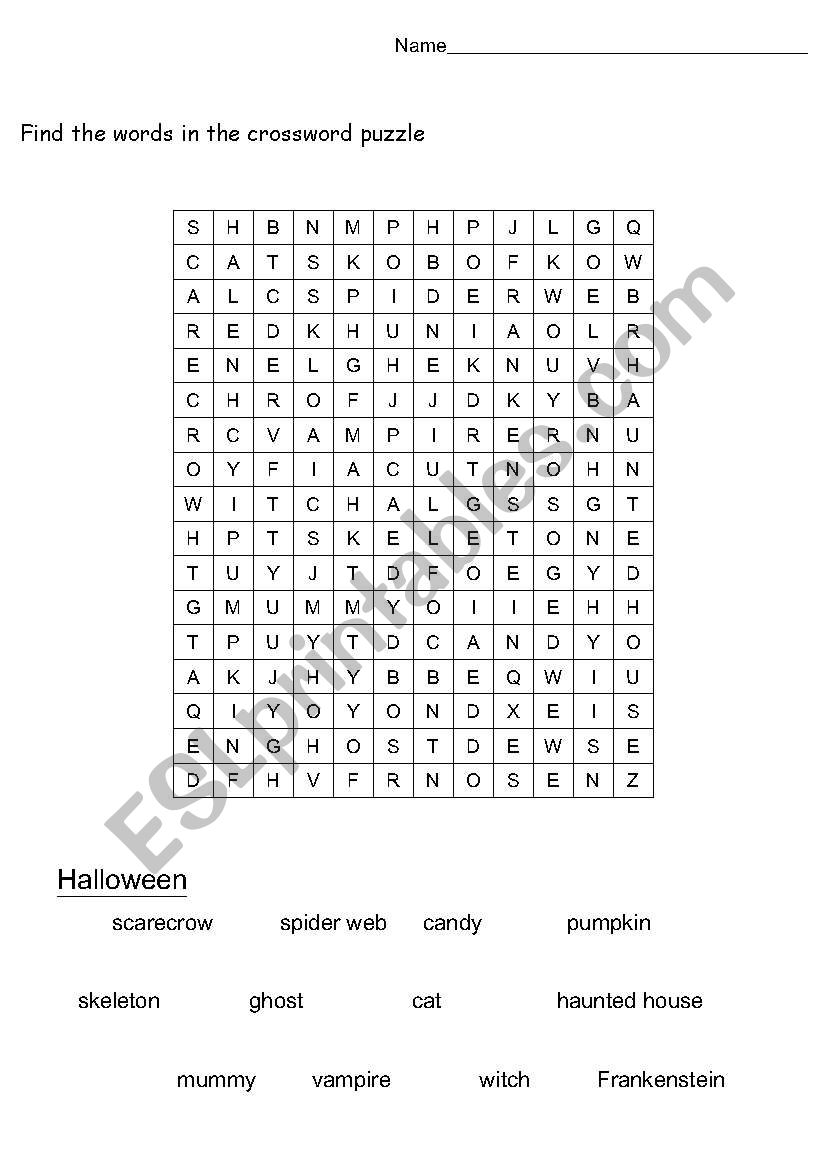 Halloween Crossword worksheet