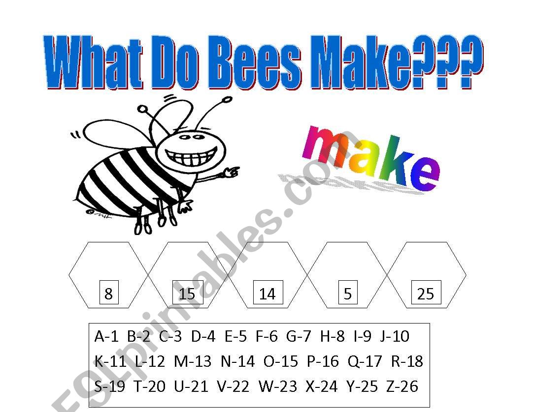 Bees Make Honey worksheet