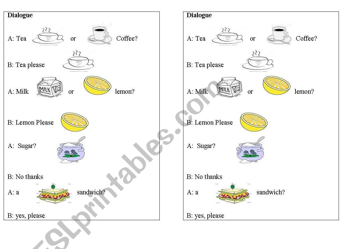 Tea or coffee worksheet