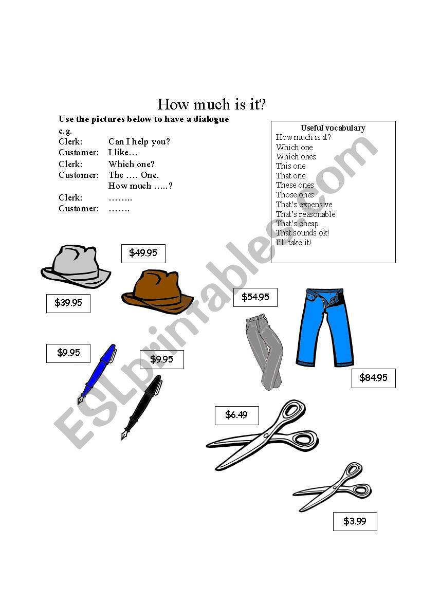 How much is it? worksheet
