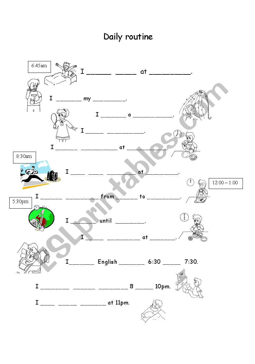 Daily routine worksheet