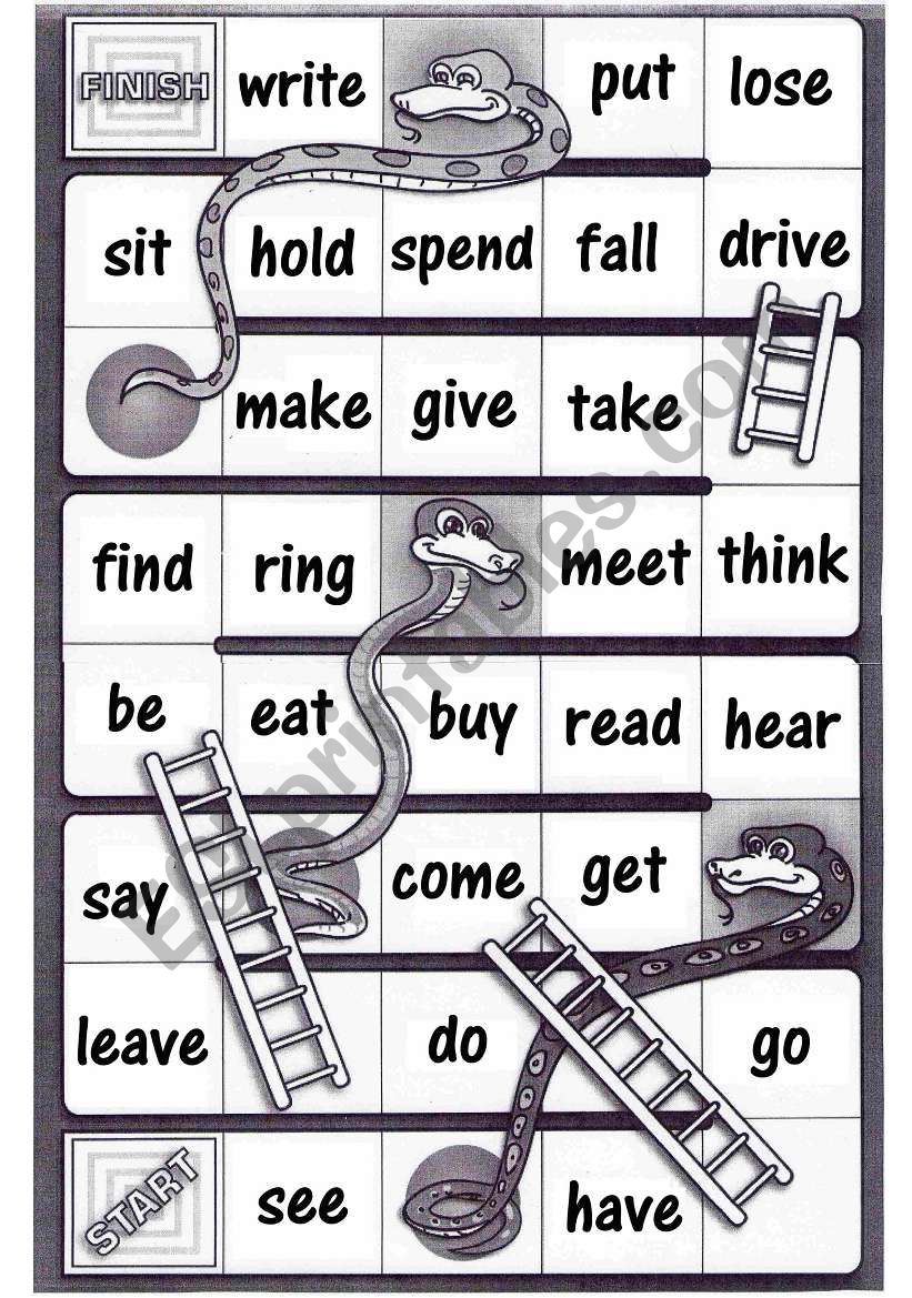 Irregular verbs - Snakes and ladders board game