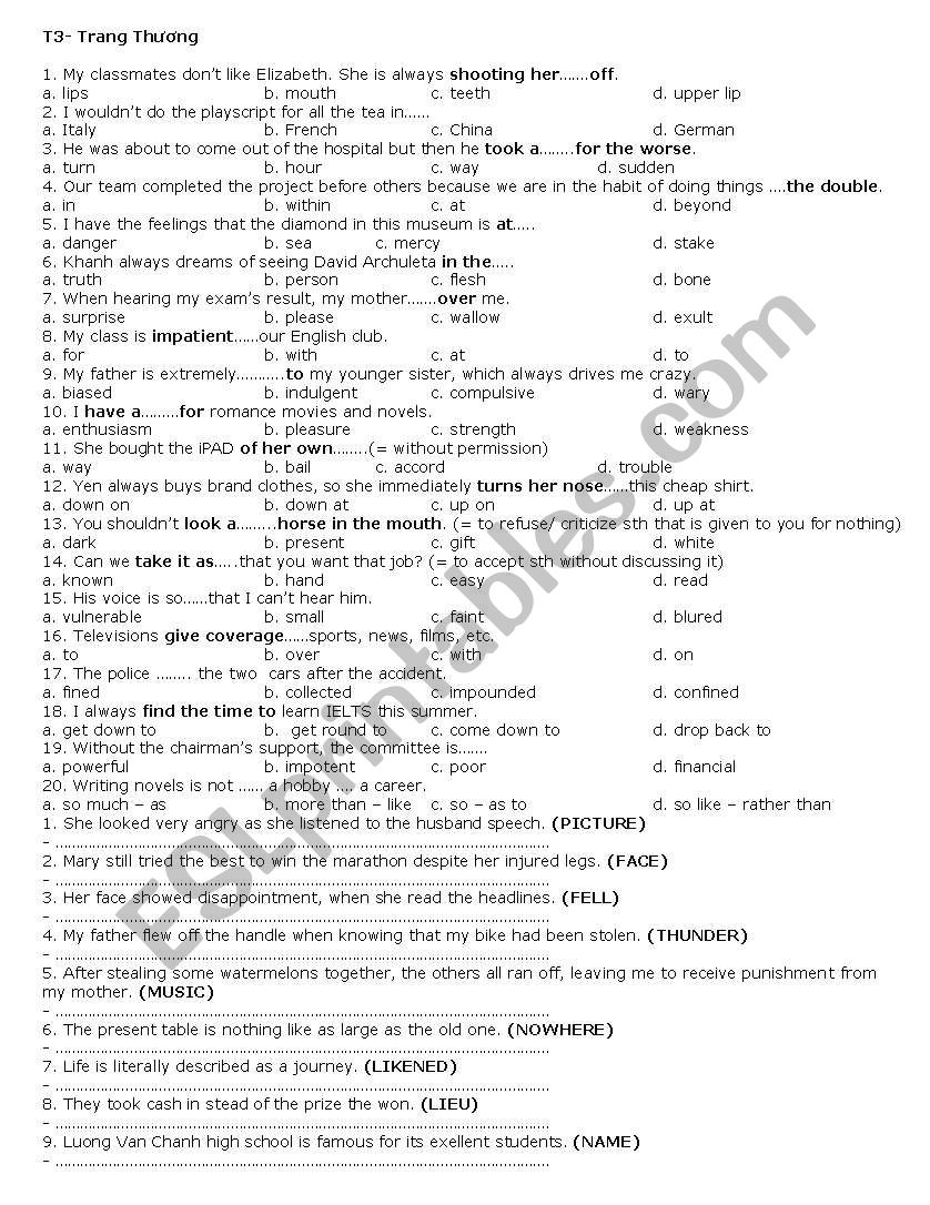 ADVANCED EXERCISE! worksheet