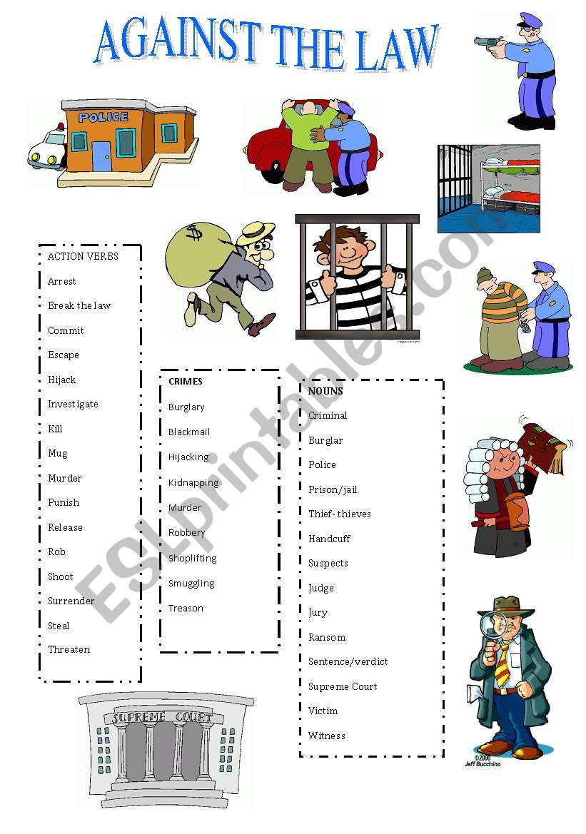 AGAINST THE LAW worksheet