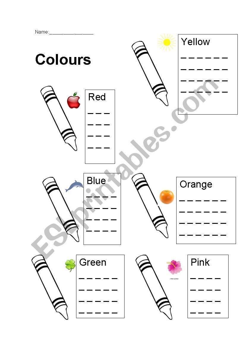 Colours worksheet