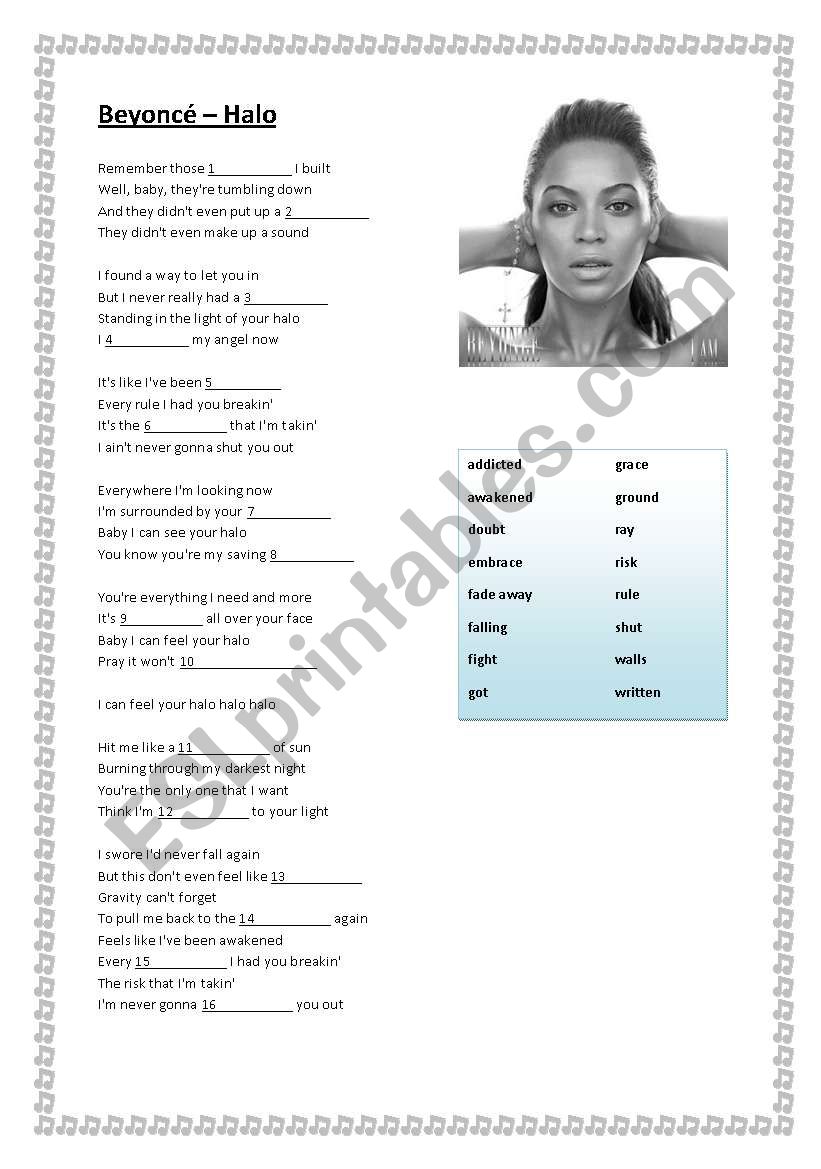 Beyonc - Halo worksheet