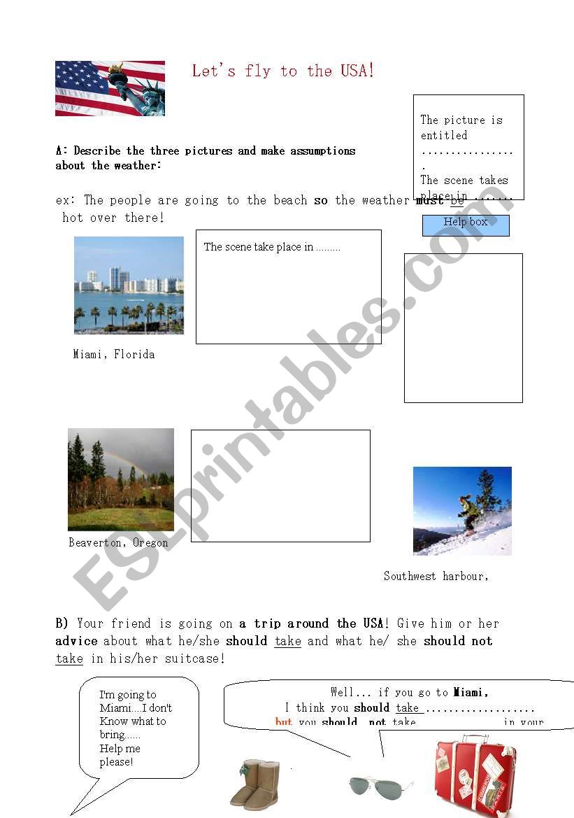 Lets fly to the USA! worksheet