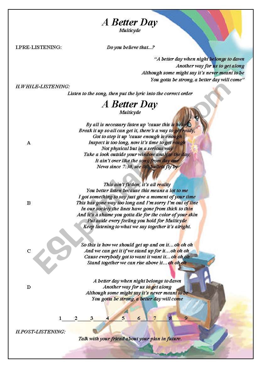 A Better Day By Multicyde worksheet