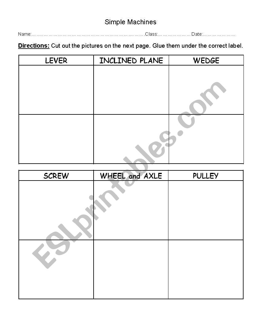 simple machines worksheet