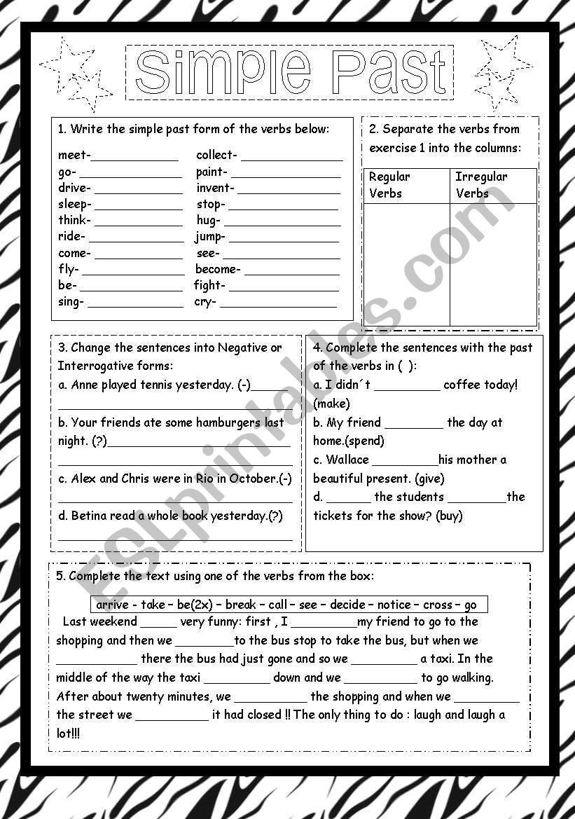 Simple Past exercises worksheet