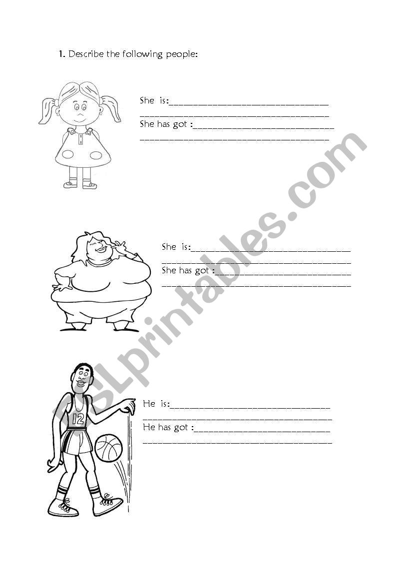 description worksheet