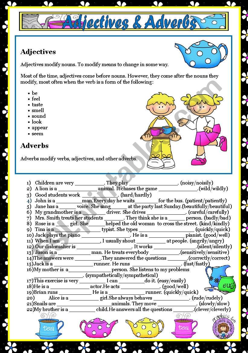 ADJECTIVES & ADVERBS + KEY worksheet