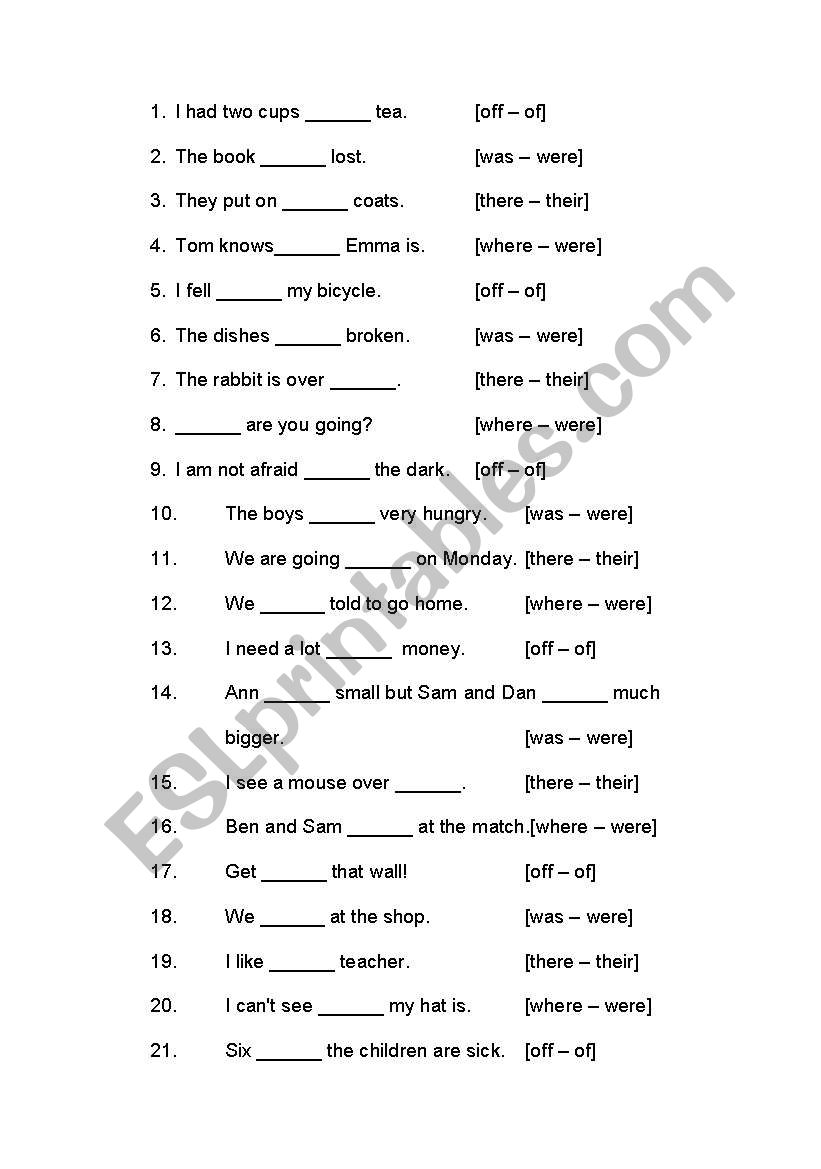 Off - Of worksheet