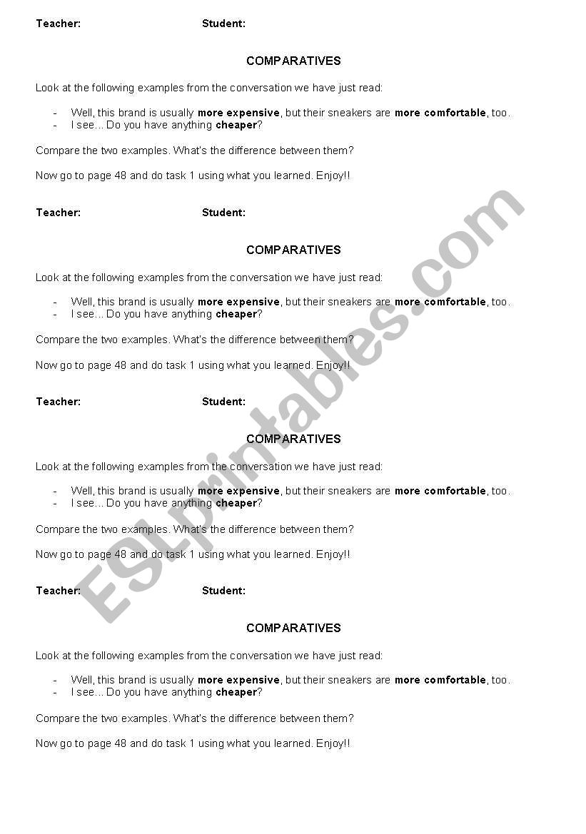 Comparatives worksheet