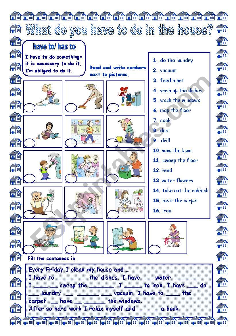 Housework worksheet