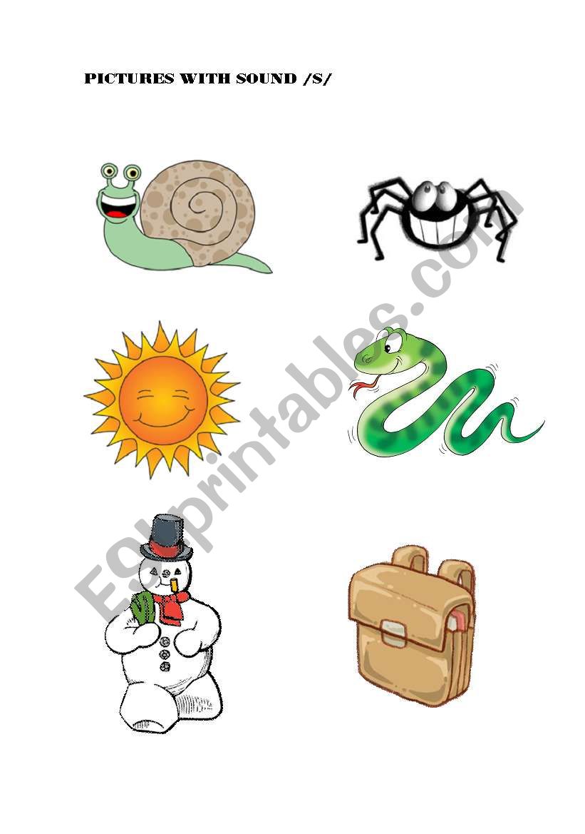 Pictures to learn sound /s/ worksheet