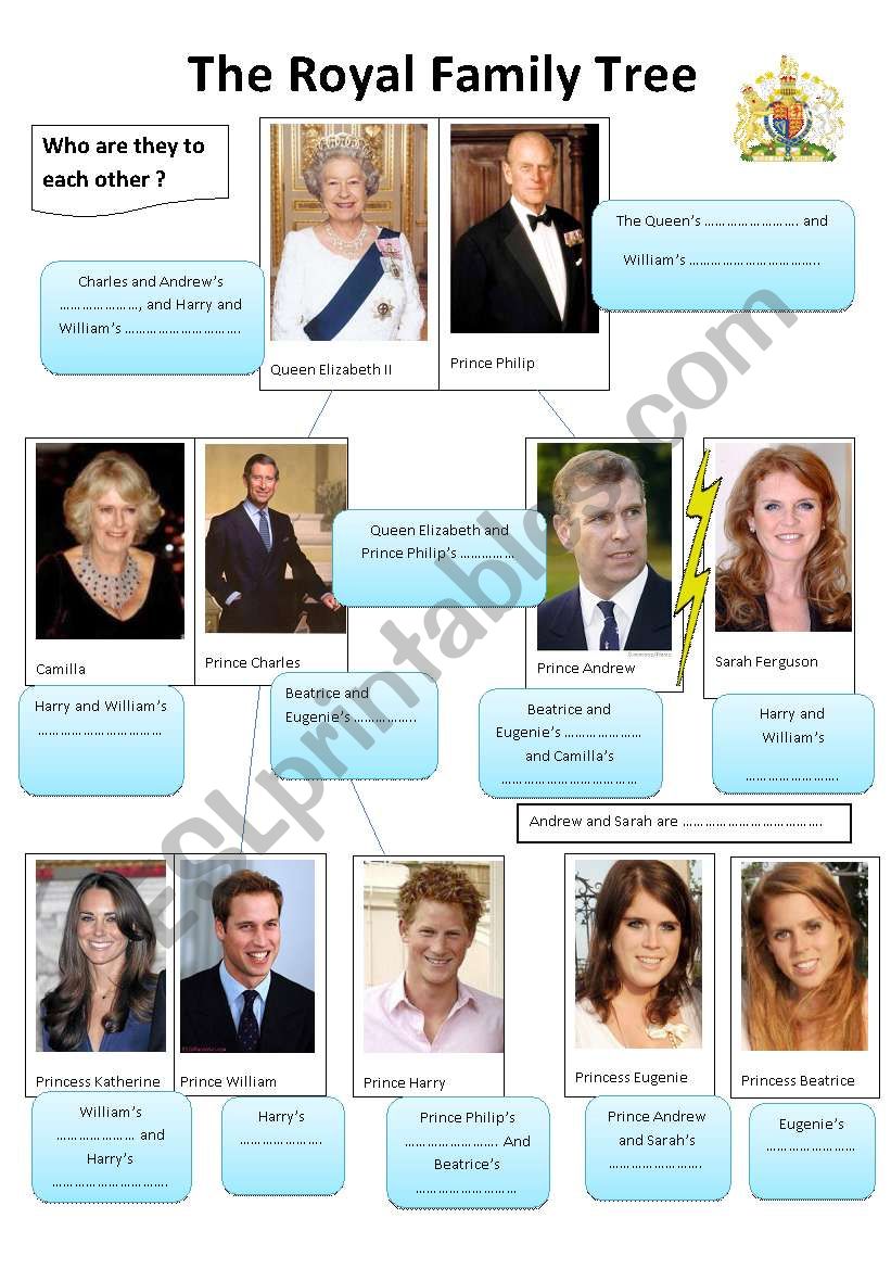 THE ROYAL FAMILY TREE worksheet