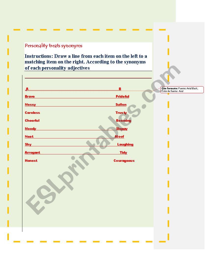  kinds of personality worksheet