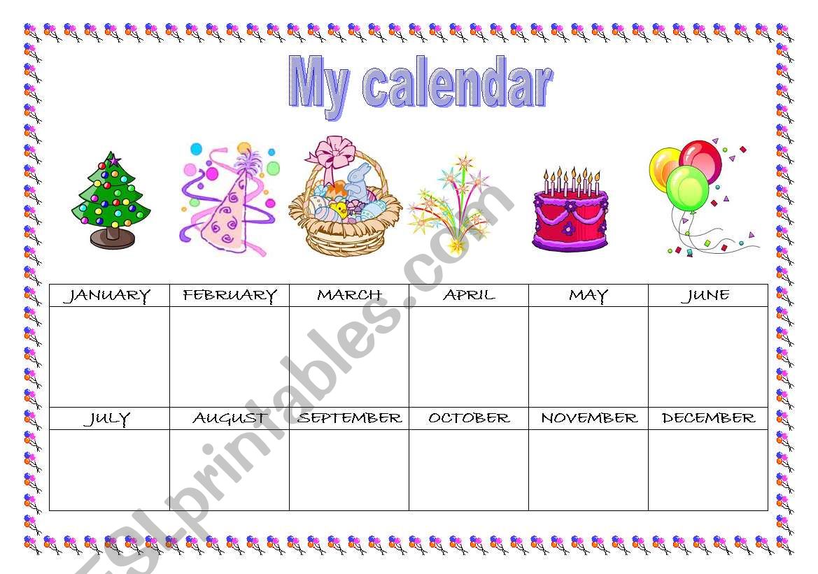 MY OWN CALENDAR worksheet