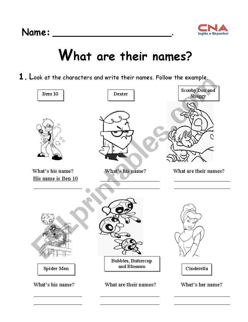 What are their names? worksheet