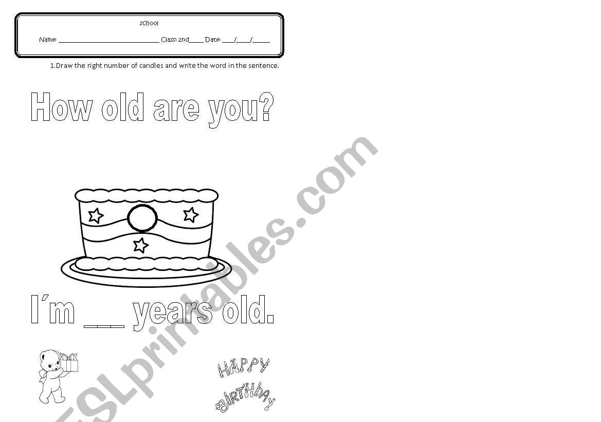 how old are you? worksheet