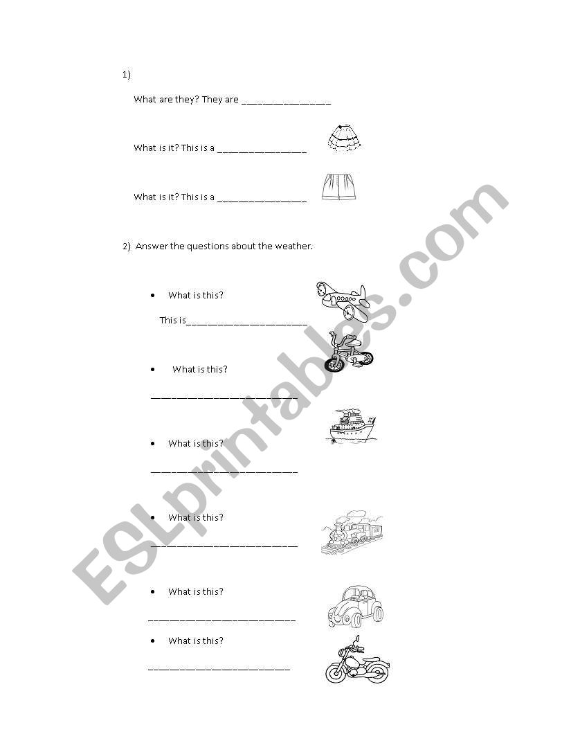 CLOTHES worksheet