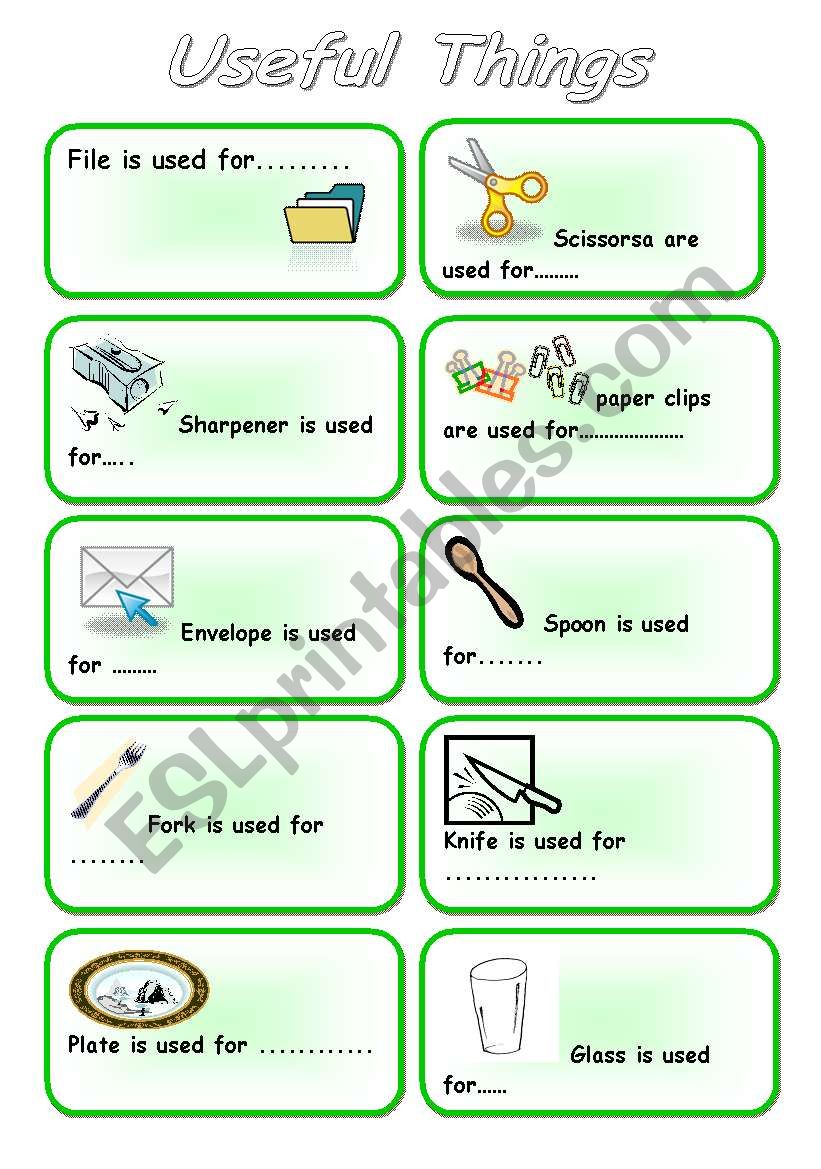 Worksheet of useful things worksheet