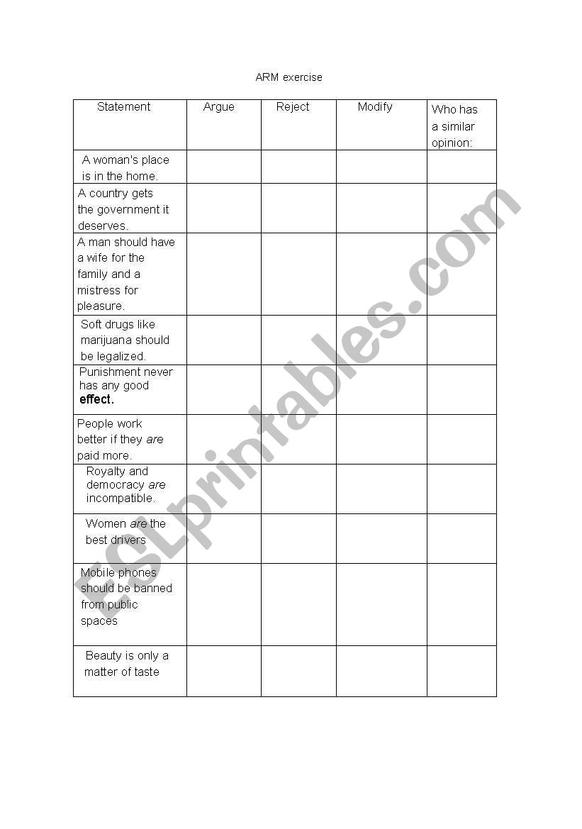 worksheet arm exercise worksheet