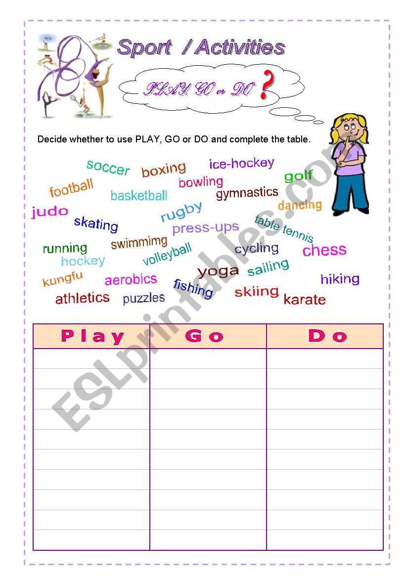 Go Play Do worksheet