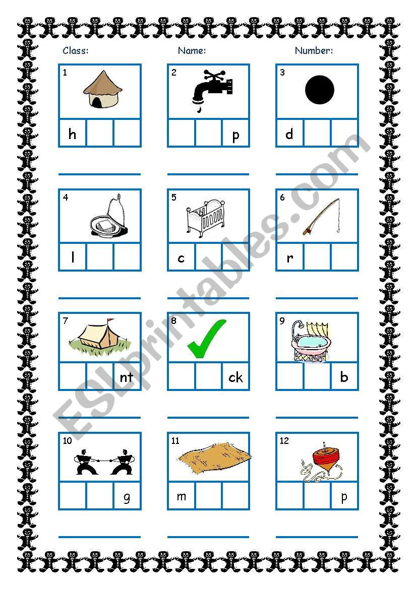 CVC Frame with Answers (Short Vowels and Consonant t&d); Short Vowels