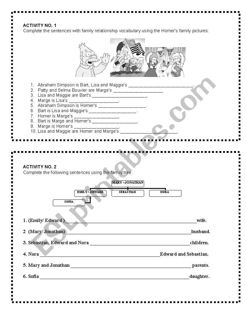 FAMILY TREE worksheet