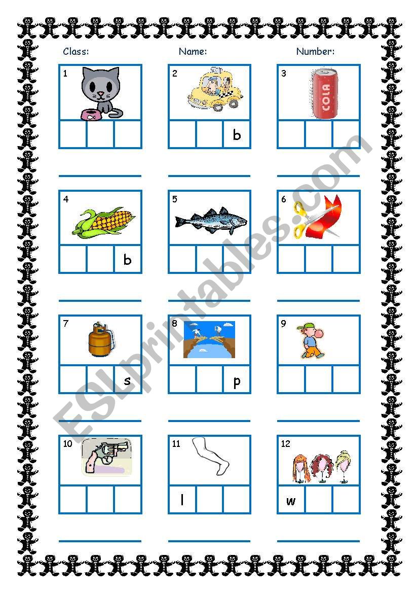 CVC Frame with Answers (Short Vowels and Consonant c&g)