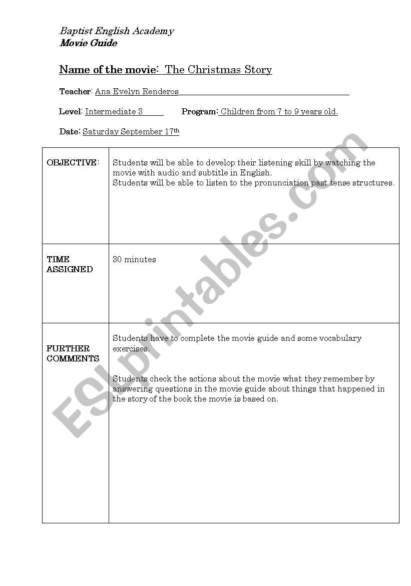 video worksheet