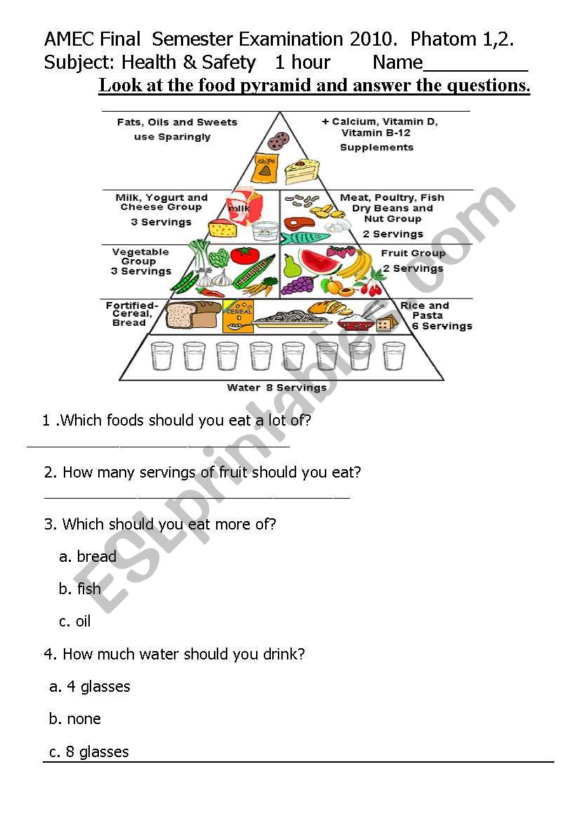 primary grade 1 2 health examination paper esl worksheet by tayto