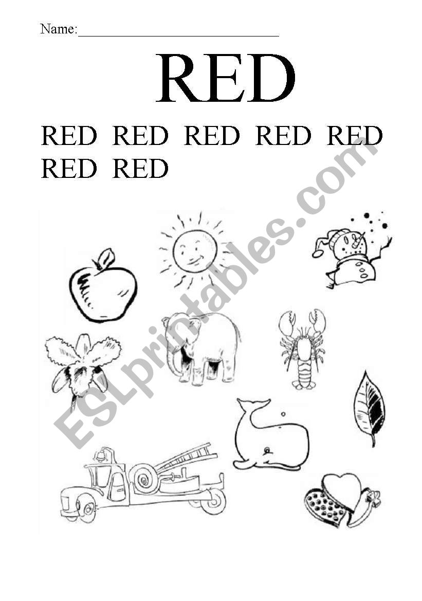 Color Red worksheet