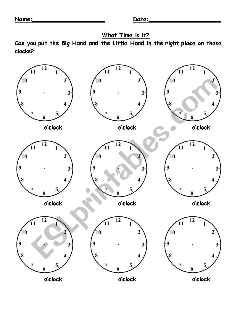 What is the time? worksheet