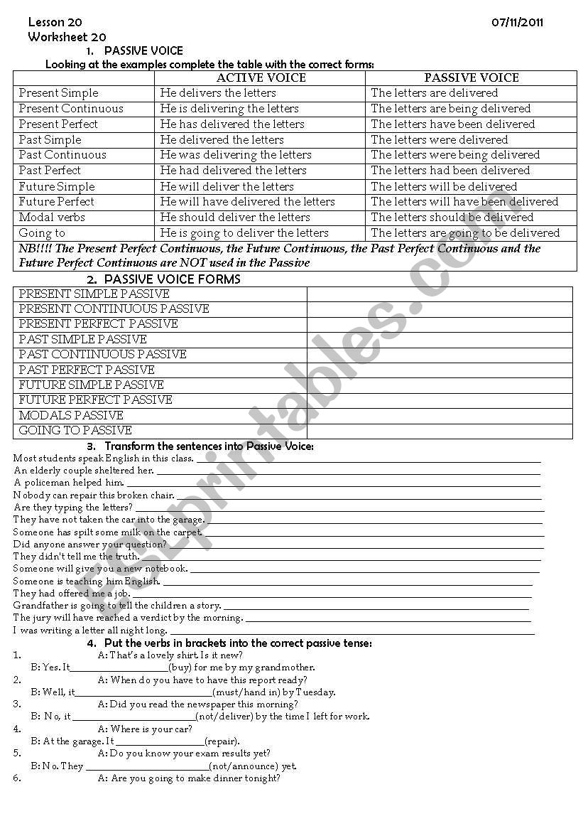 Passive Voice  worksheet