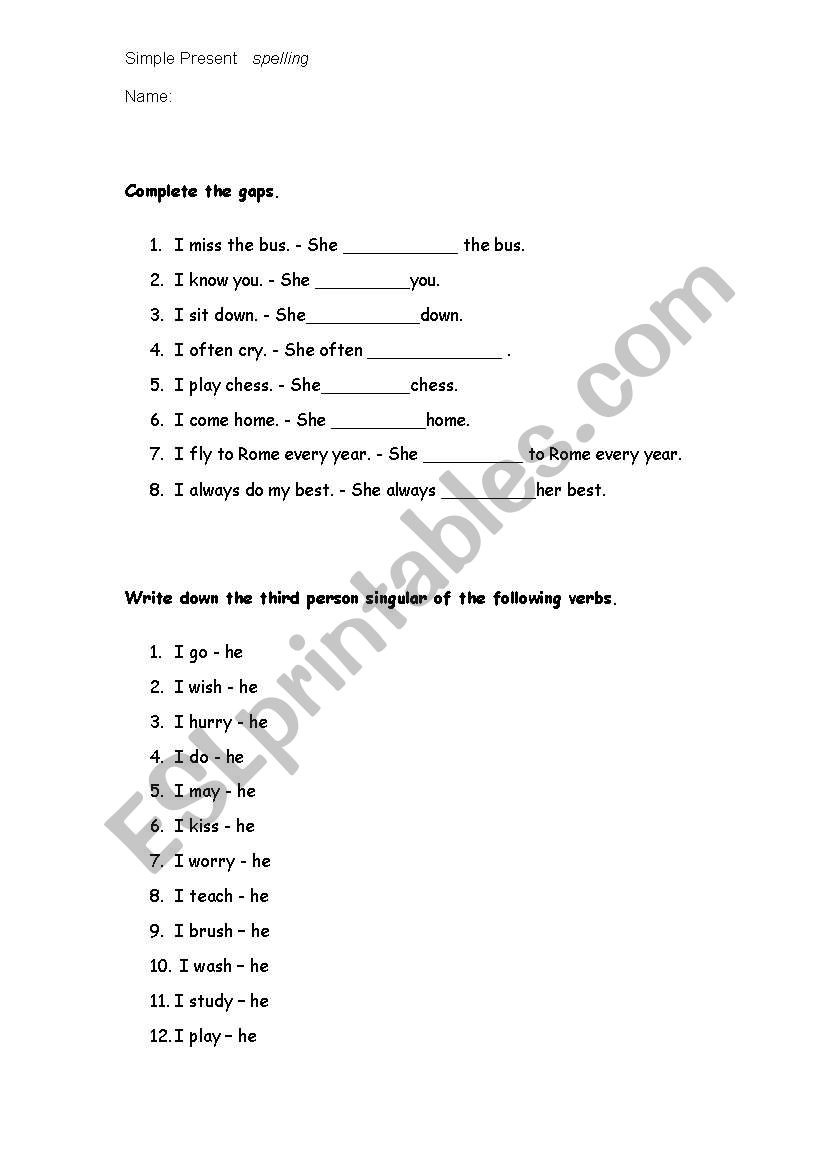 Simple Present worksheet