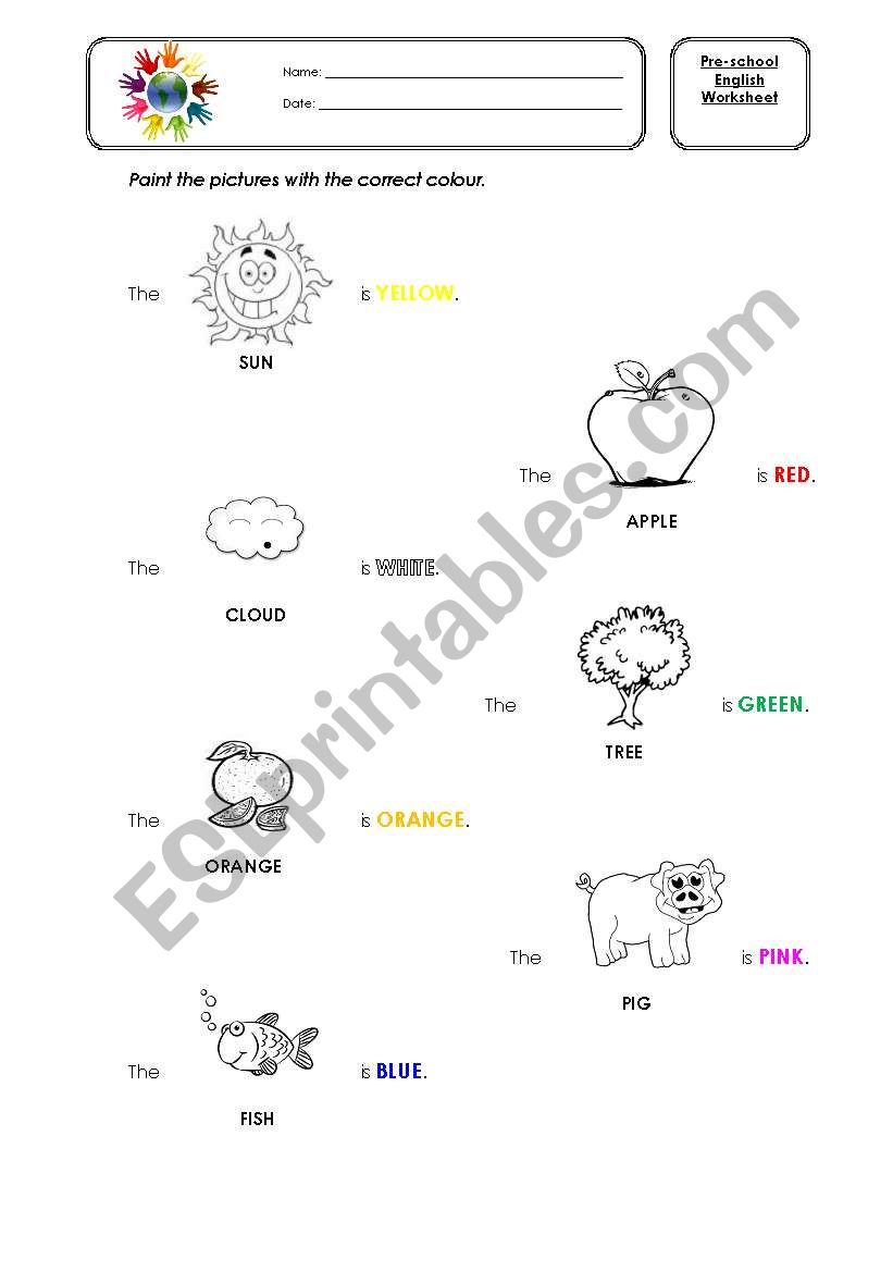 Colours worksheet